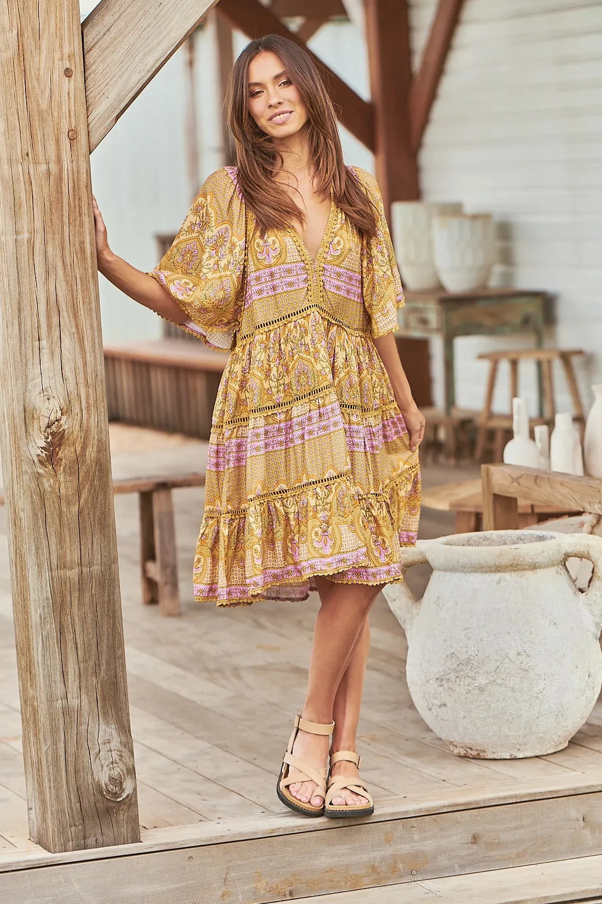 JAASE Odessa Print Mini Dress - Caramel