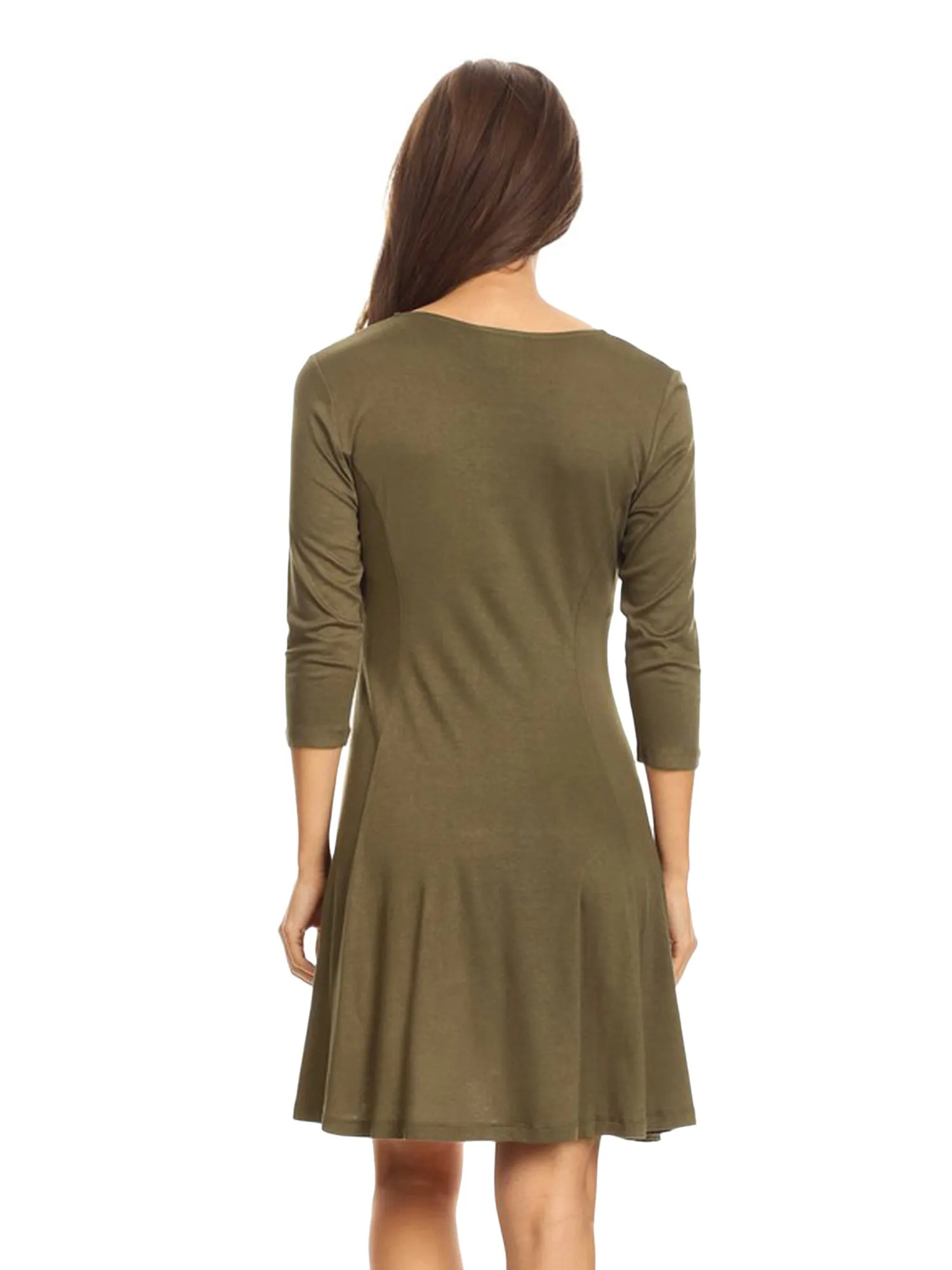 Jersey Knit Long Sleeve Flared Swing Dress