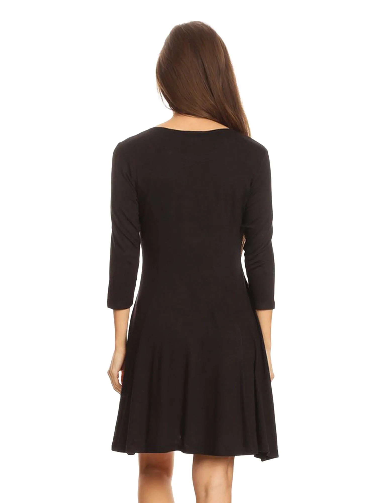 Jersey Knit Long Sleeve Flared Swing Dress