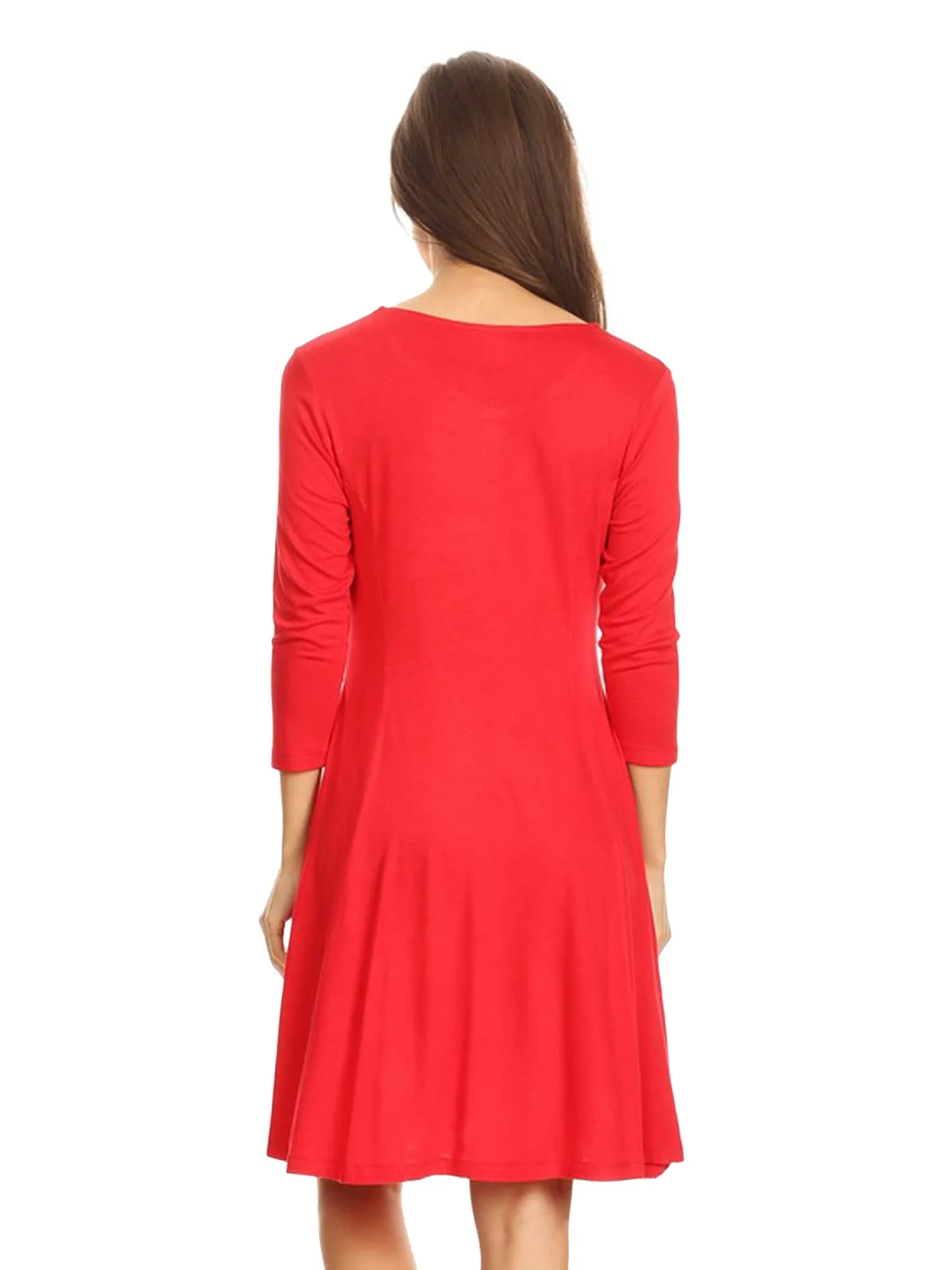 Jersey Knit Long Sleeve Flared Swing Dress