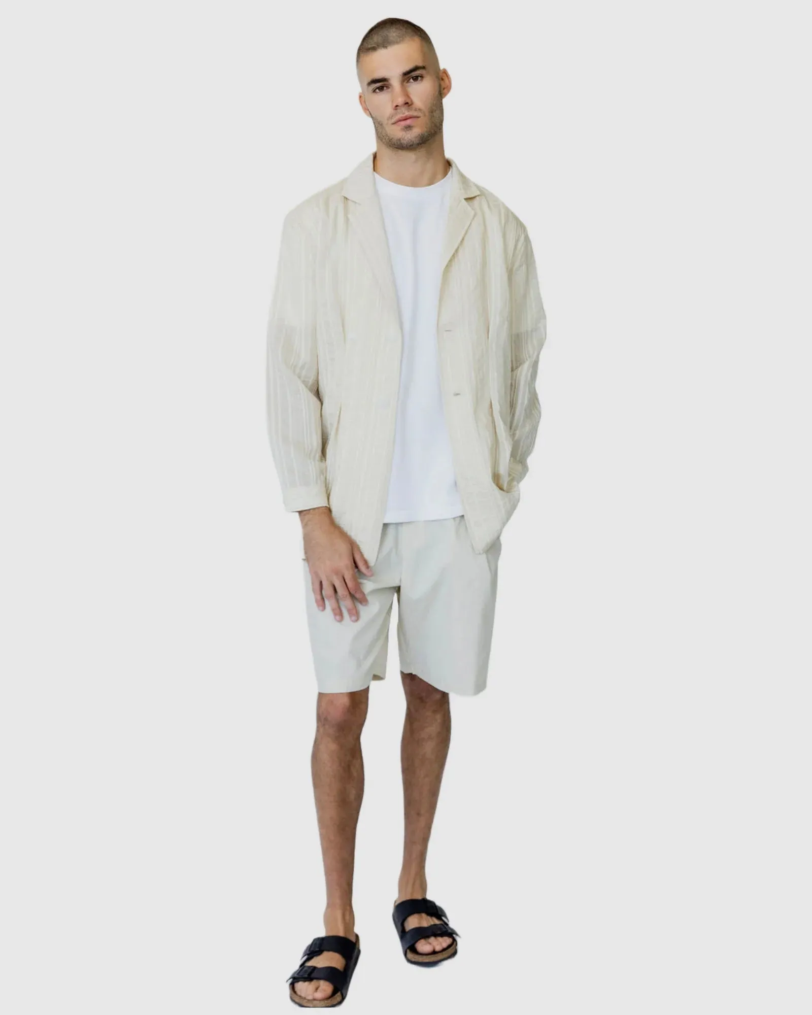 Justin Cassin Stanley Lightweight Blazer in Cream Color