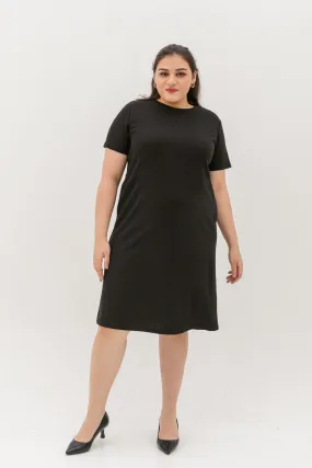 Kara Waffle Knit Midi Dress In Black