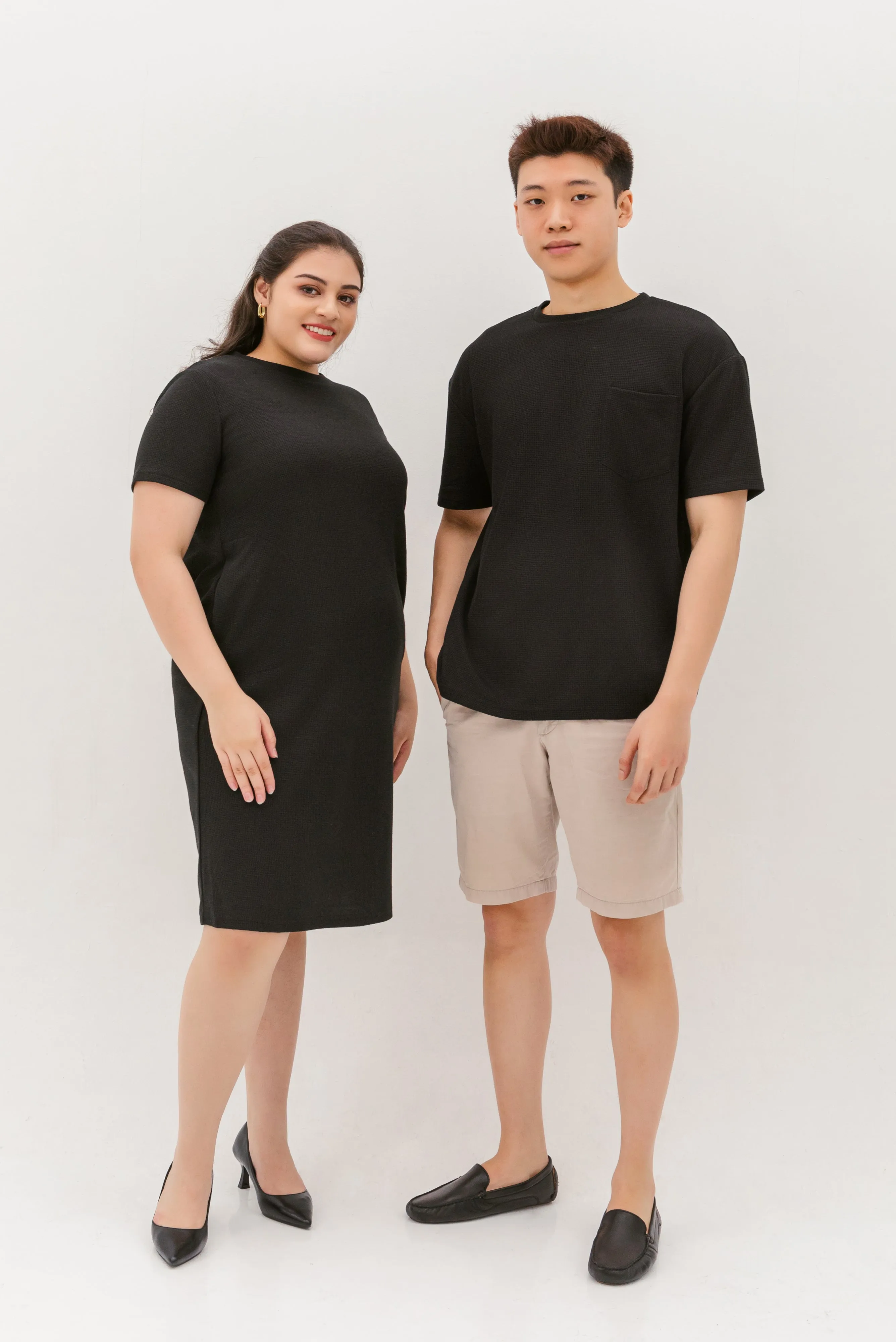 Kara Waffle Knit Midi Dress In Black