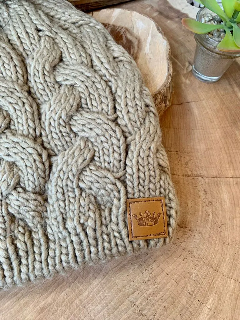 Khaki Cable Knit Winter hat
