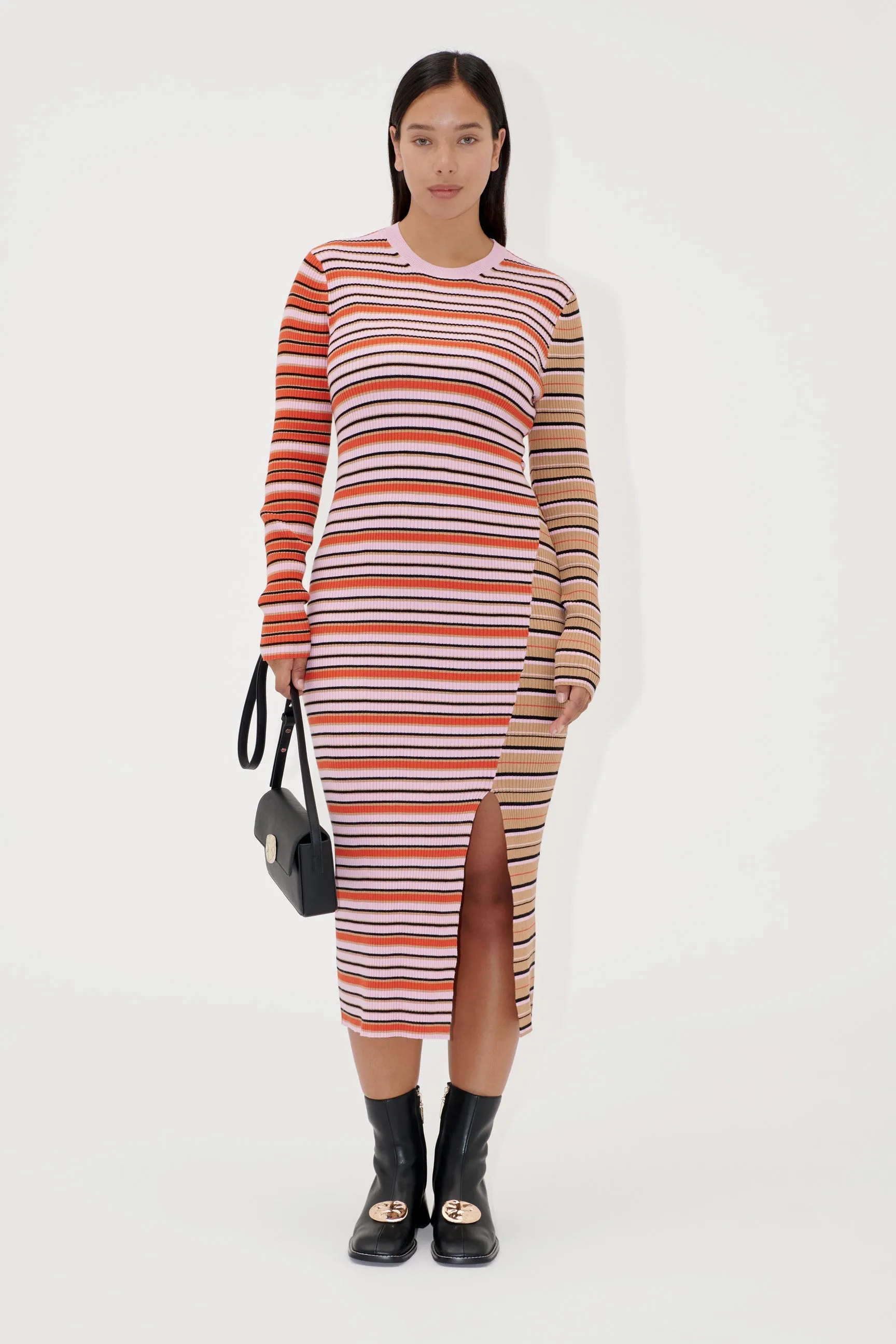 Long Sleeve Knit Dress w/ Slit