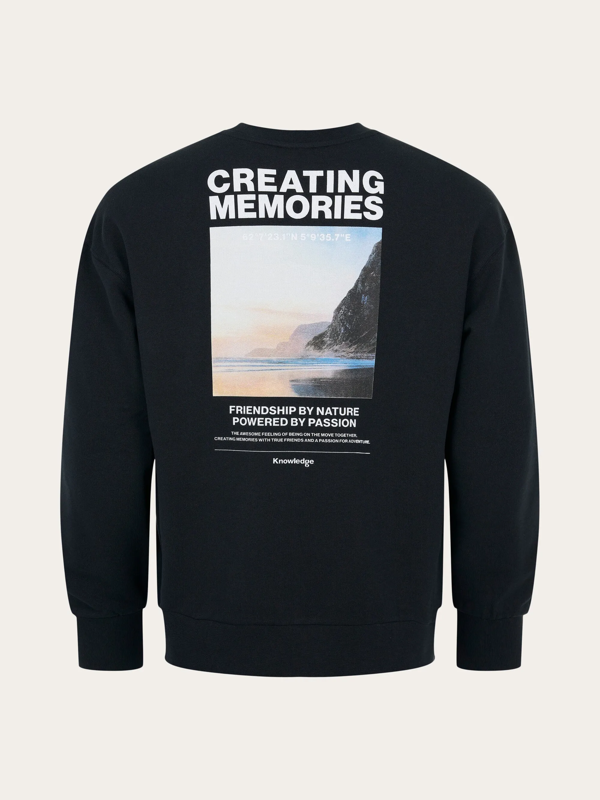 Loose crew neck with photo print at chest and back - Black Jet