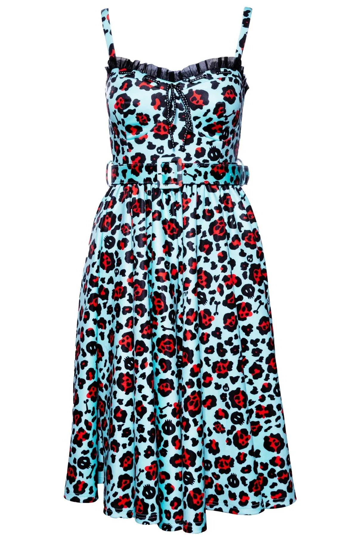 Love Bites Swing Dress - Leopard Blue Print