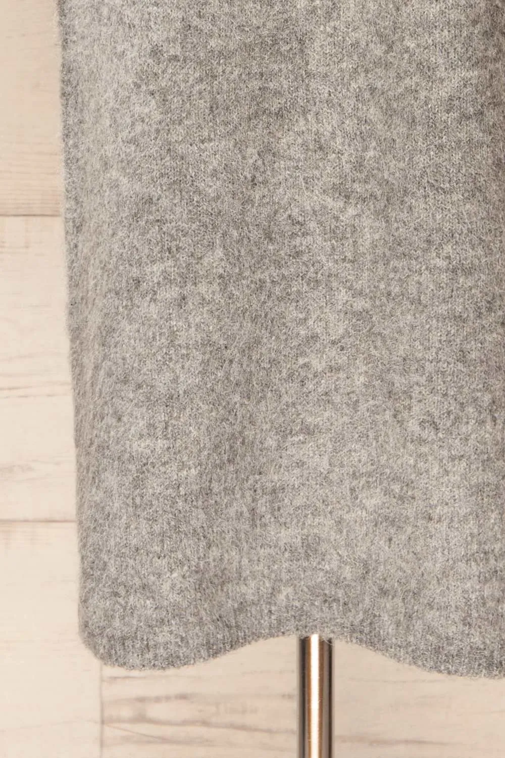 Lucienne | Grey Midi Fuzzy Knit Dress