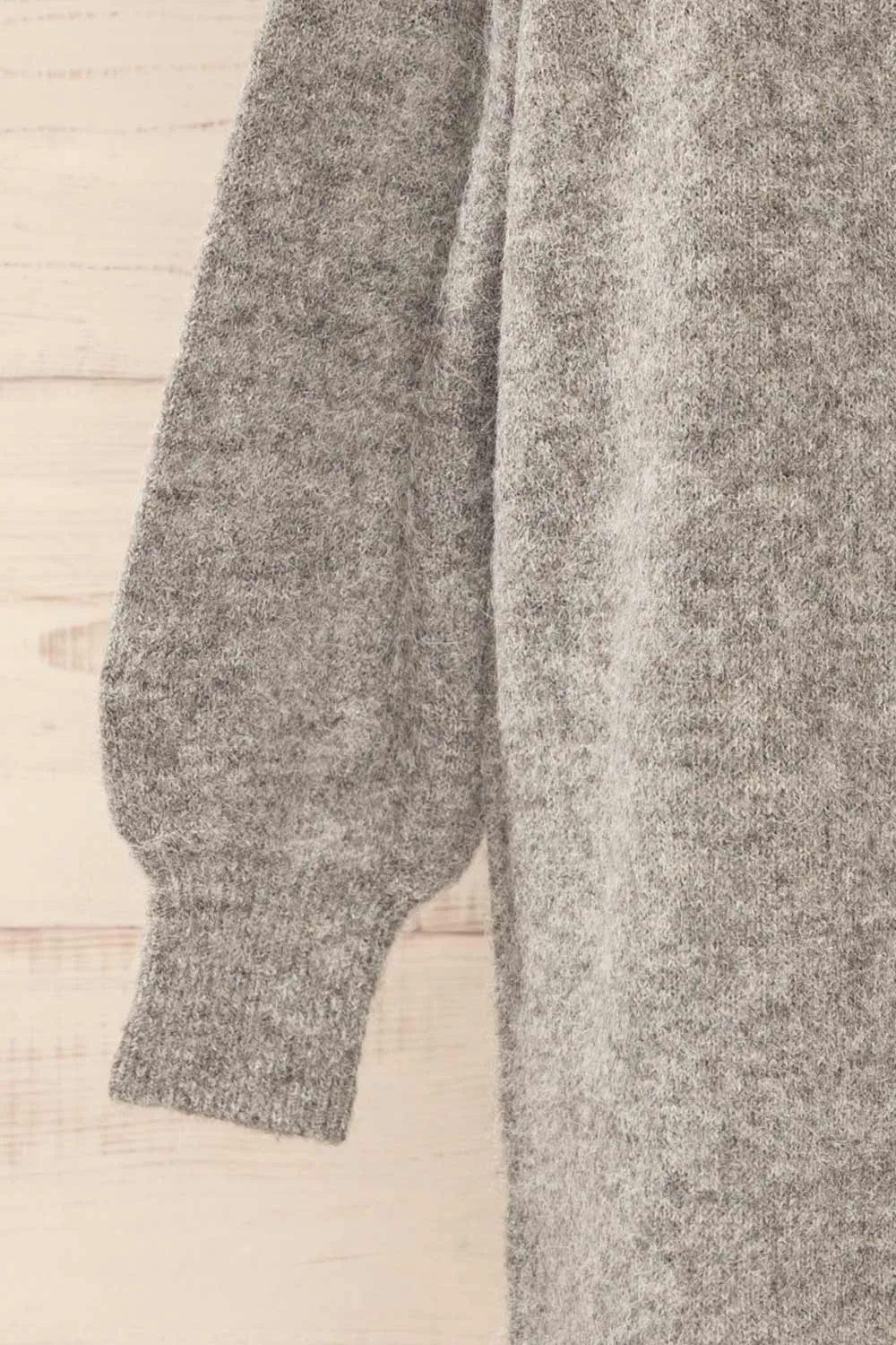 Lucienne | Grey Midi Fuzzy Knit Dress