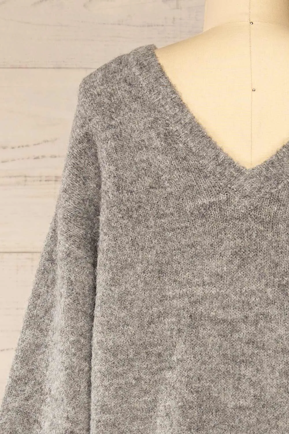 Lucienne | Grey Midi Fuzzy Knit Dress