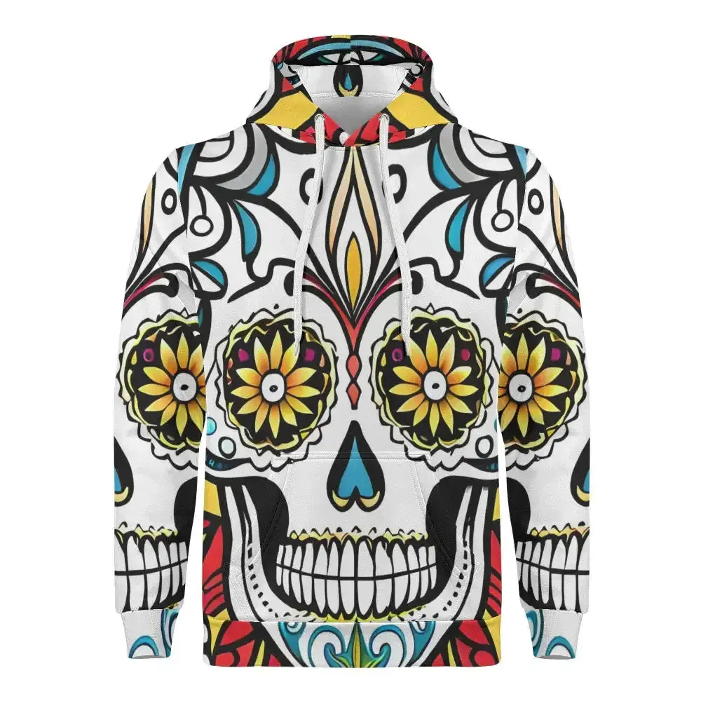 Mens flowery skull hoodie