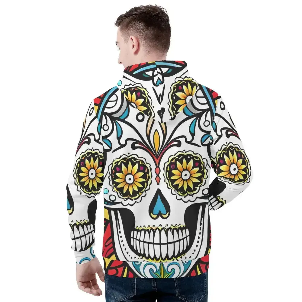 Mens flowery skull hoodie