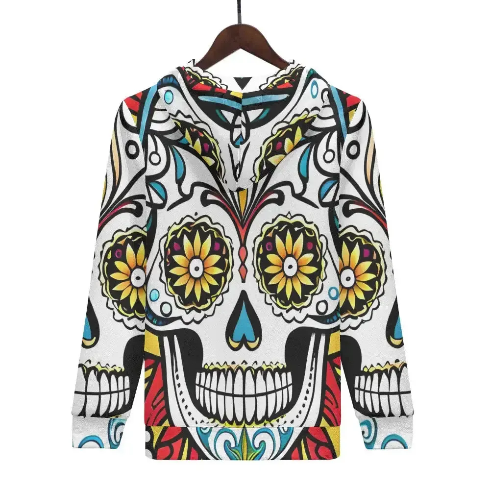 Mens flowery skull hoodie