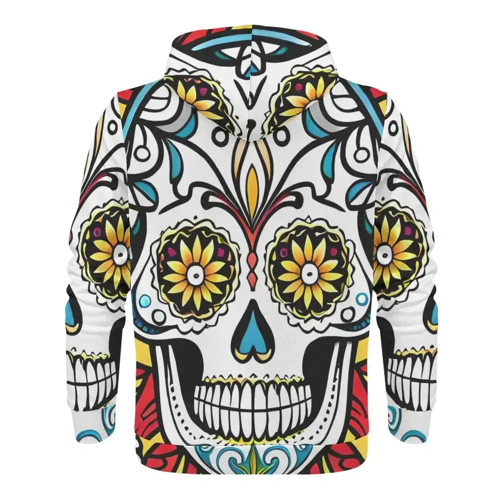 Mens flowery skull hoodie