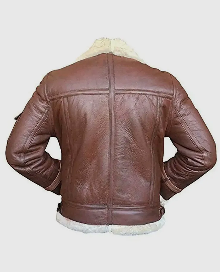 Men's RAF B3 Aviator Brown Shearling Bomber Jacket