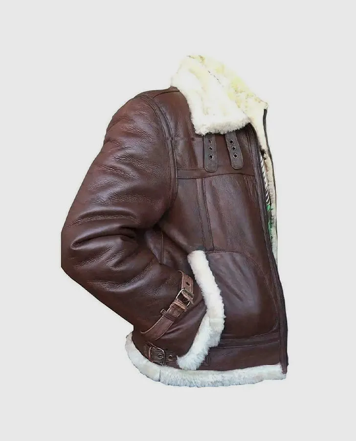 Men's RAF B3 Aviator Brown Shearling Bomber Jacket