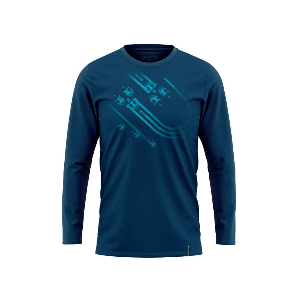 Men's Track Long Sleeve Shirt (Ocean Blue)