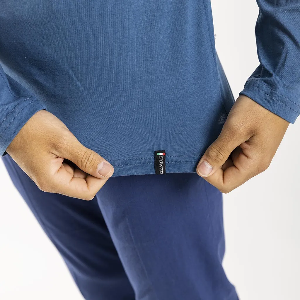 Men's Track Long Sleeve Shirt (Ocean Blue)