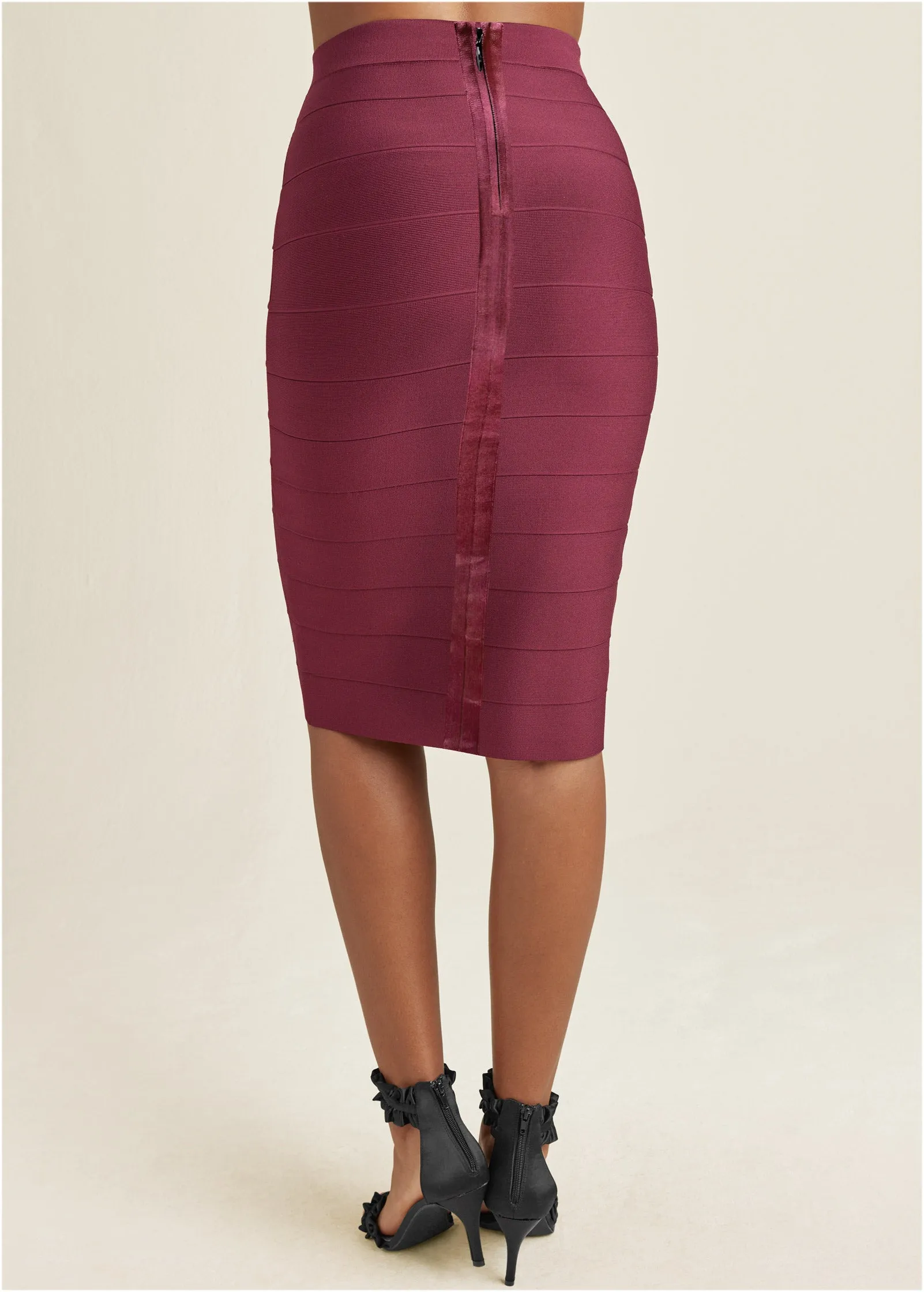 Midi Bandage Skirt - Wine