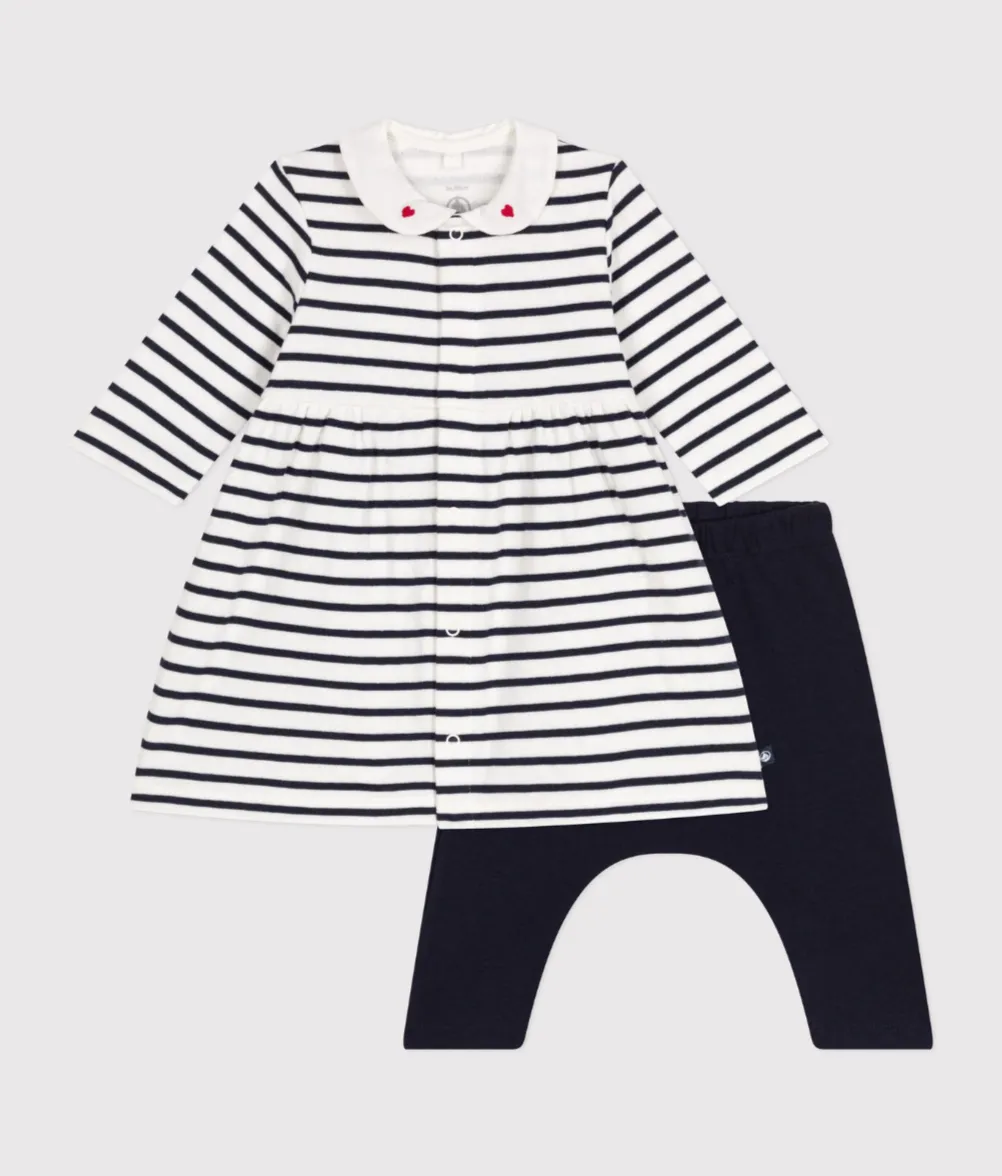Navy Striped Dress w/ Leggings - Petit Bateau FW24