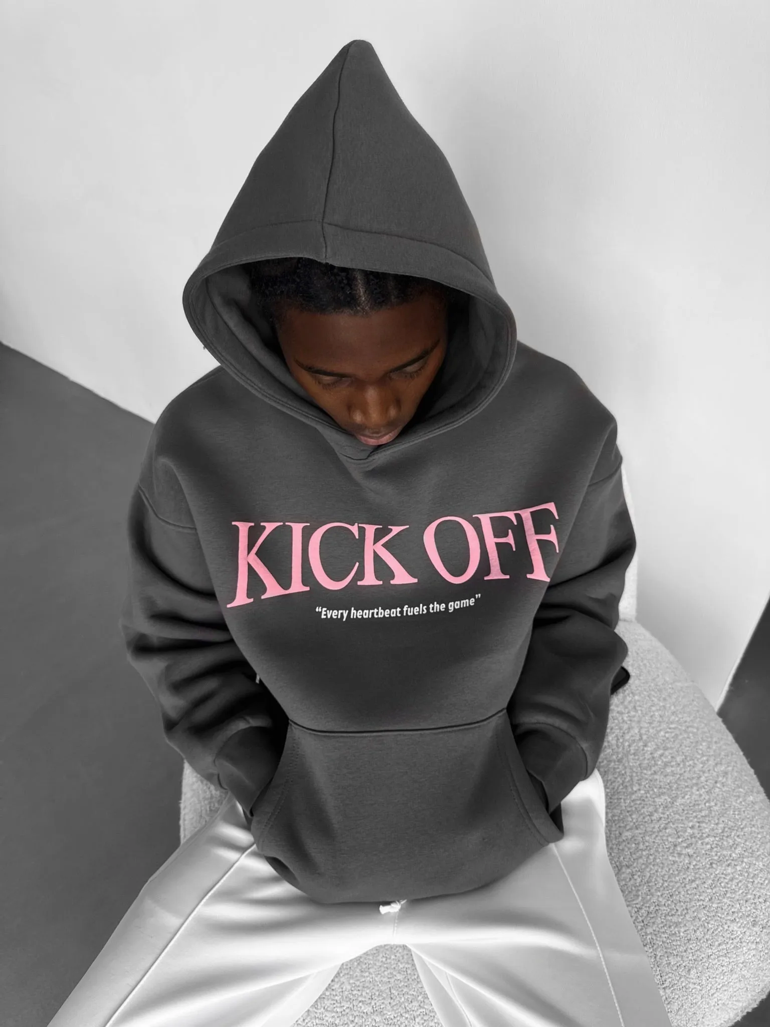 Oversize "KICK OFF" Hoodie - Anthracite
