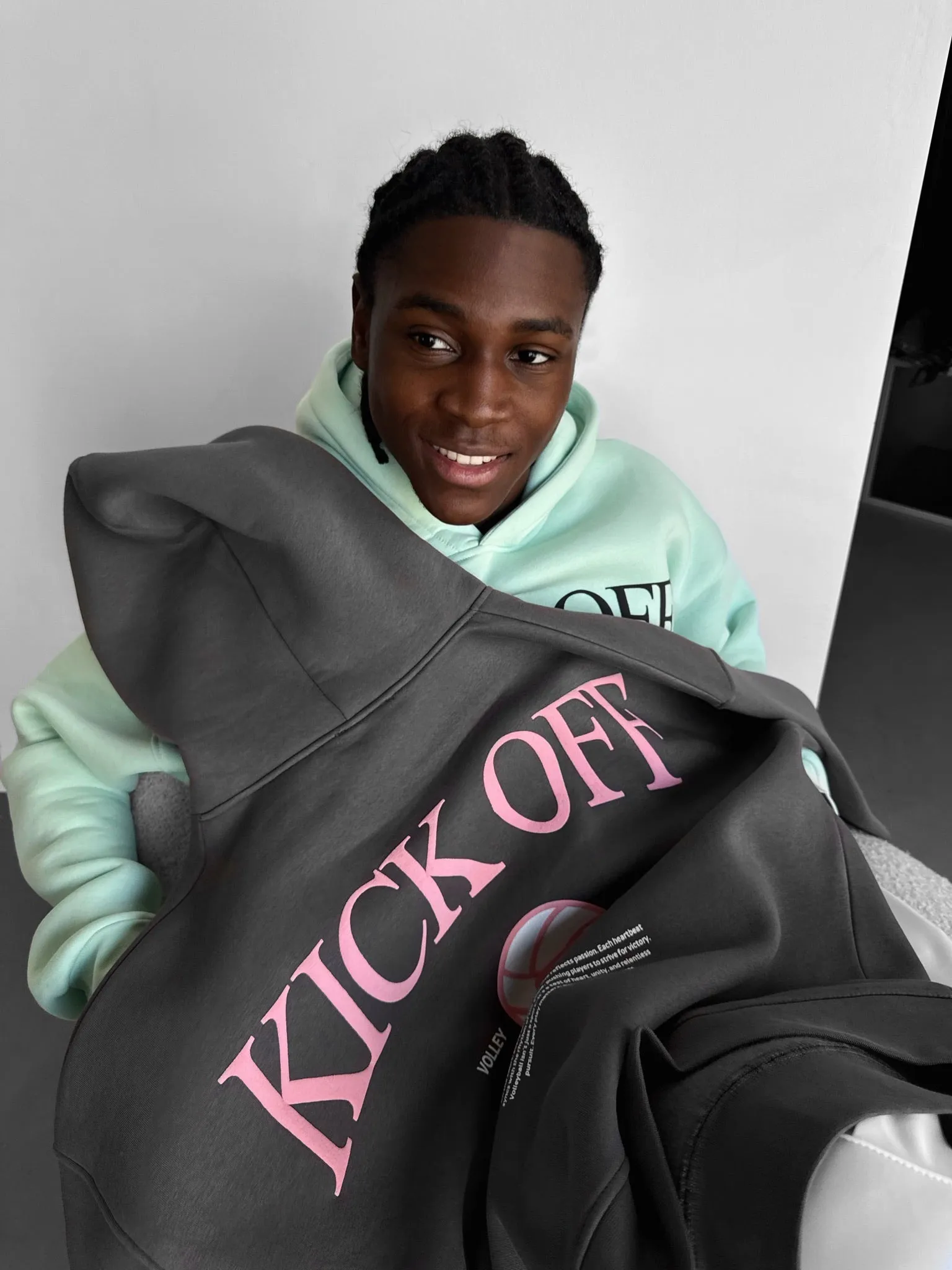 Oversize "KICK OFF" Hoodie - Anthracite