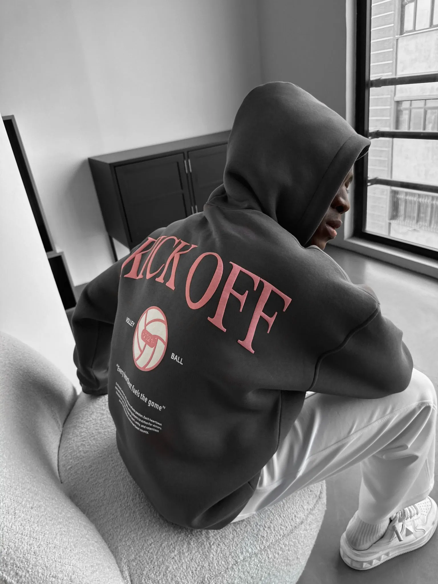 Oversize "KICK OFF" Hoodie - Anthracite