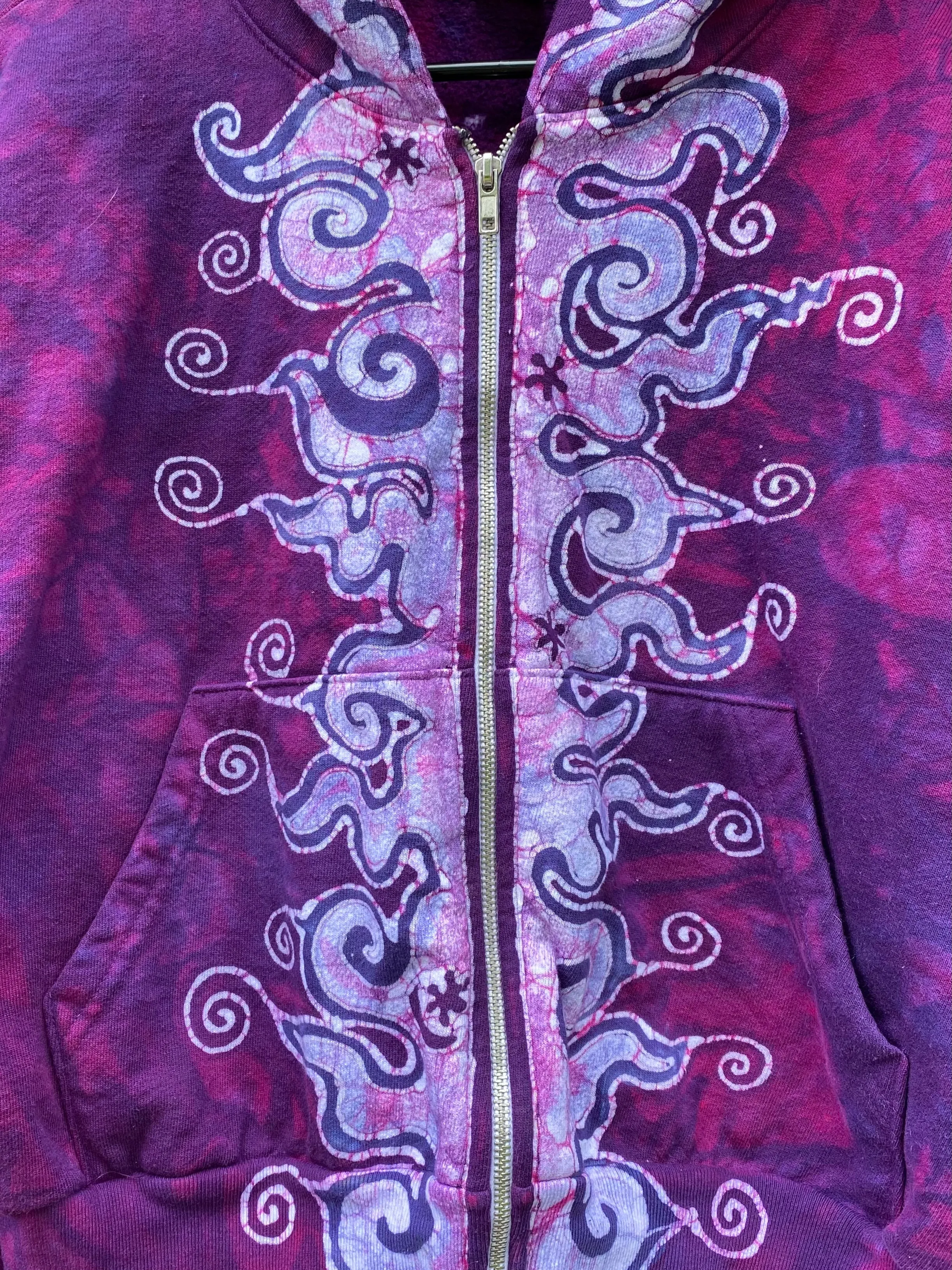 Pomegranate Star Tuxedo Flames Handmade Batik Hoodie