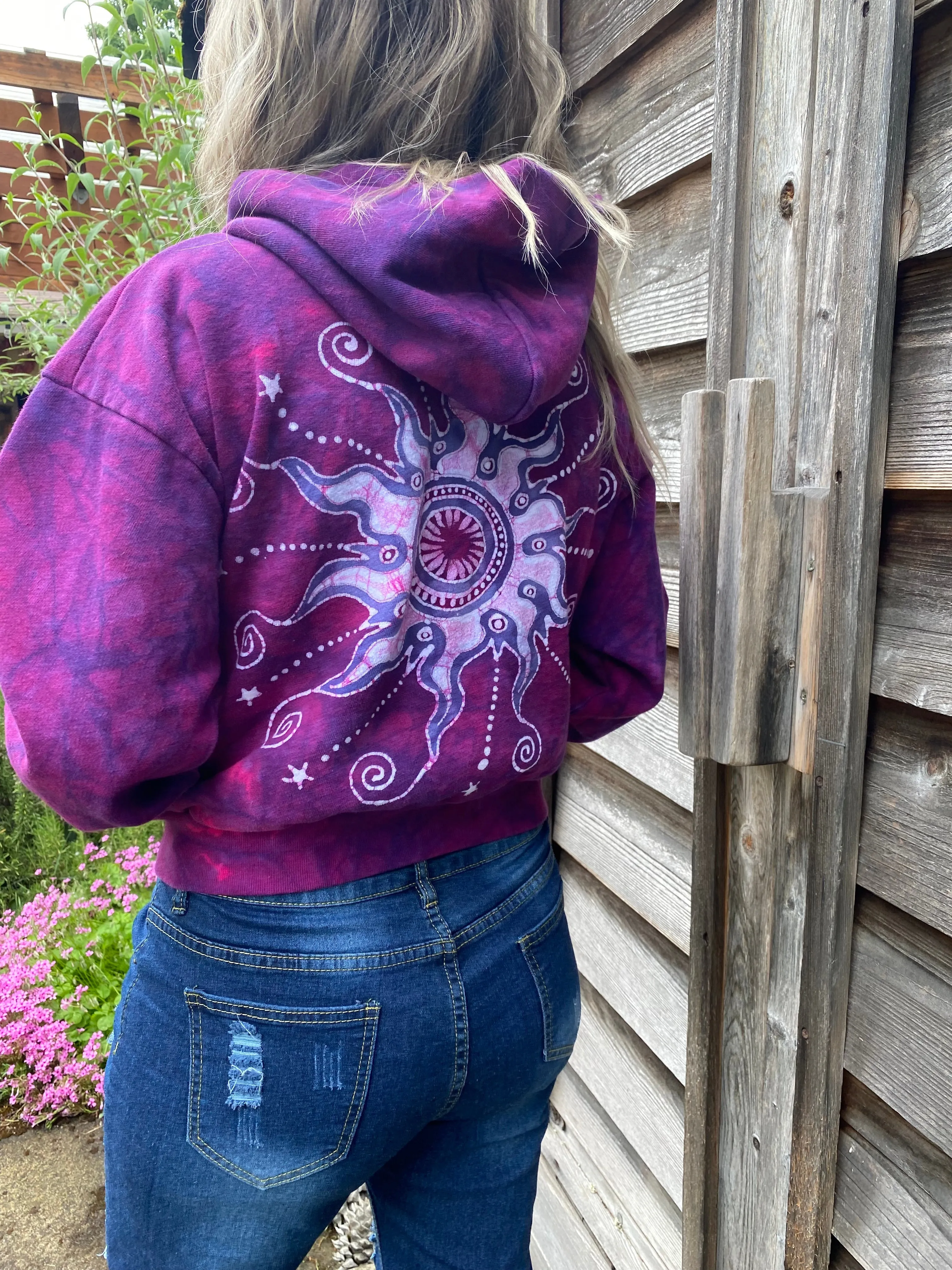 Pomegranate Star Tuxedo Flames Handmade Batik Hoodie