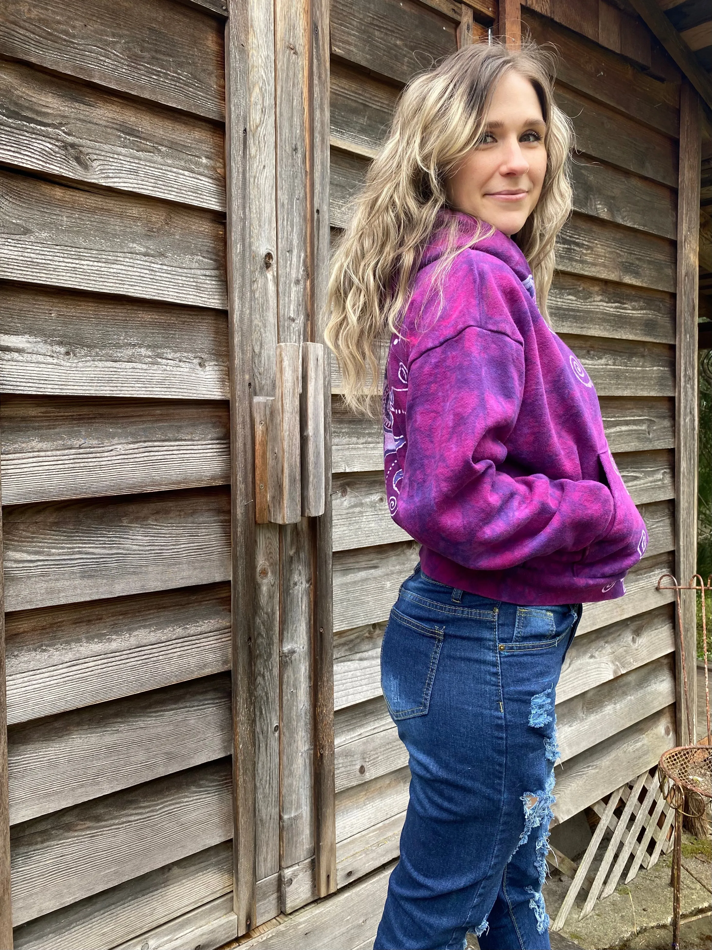 Pomegranate Star Tuxedo Flames Handmade Batik Hoodie