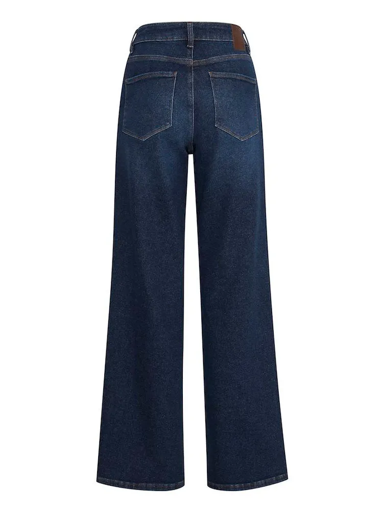 Pulz PzLiva Wide Leg Jeans Dark Blue