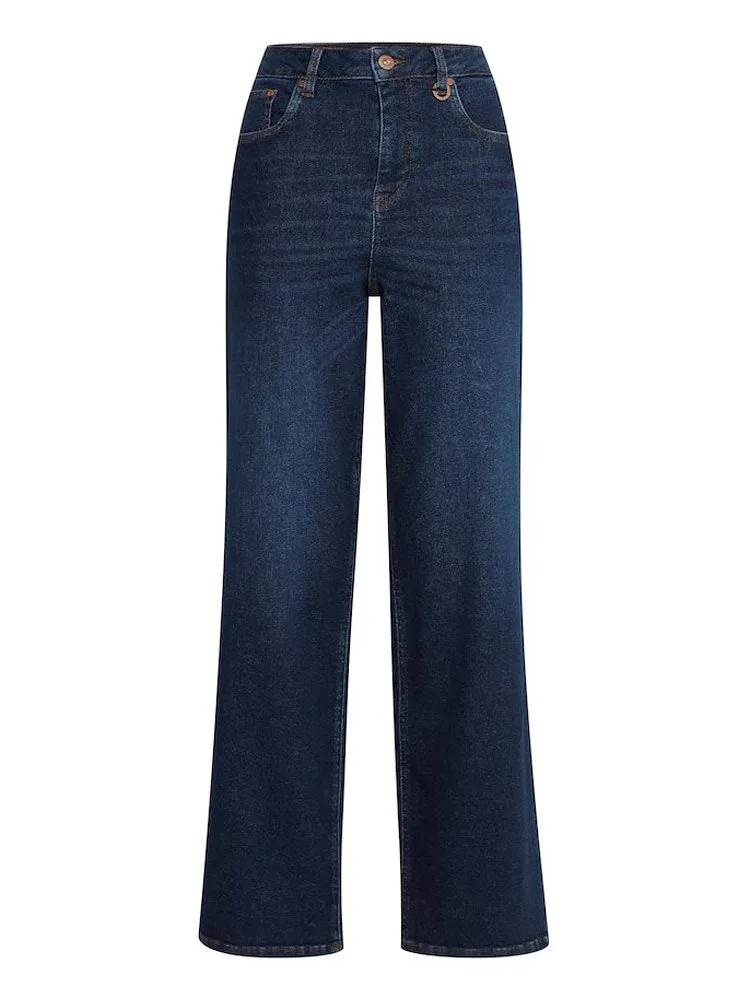 Pulz PzLiva Wide Leg Jeans Dark Blue