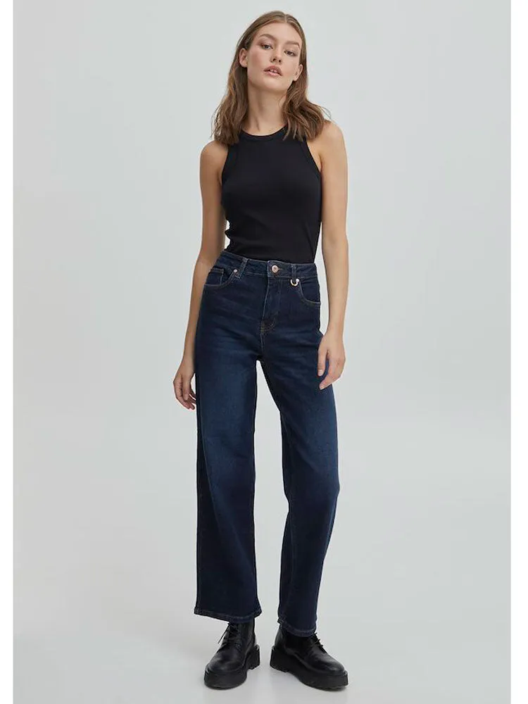 Pulz PzLiva Wide Leg Jeans Dark Blue
