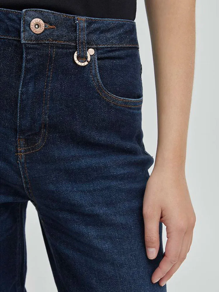 Pulz PzLiva Wide Leg Jeans Dark Blue