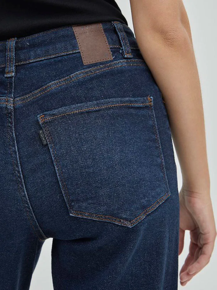 Pulz PzLiva Wide Leg Jeans Dark Blue