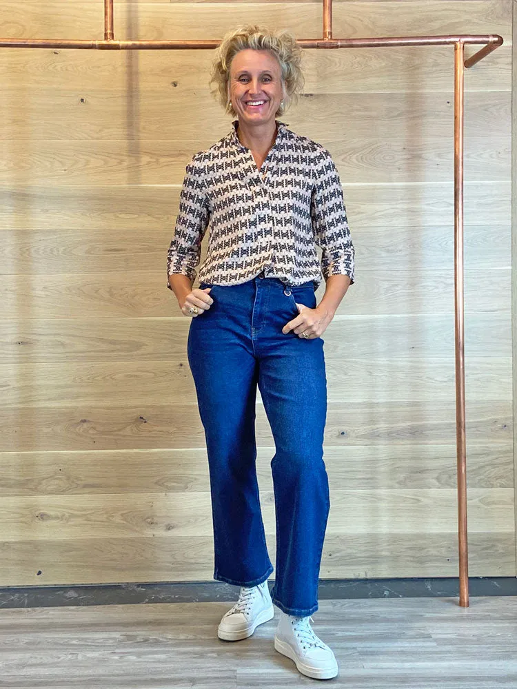 Pulz PzLiva Wide Leg Jeans Dark Blue