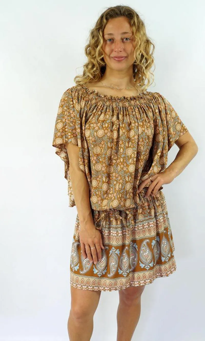 Rayon Dress Short Wing Daisy Flower, More Colours