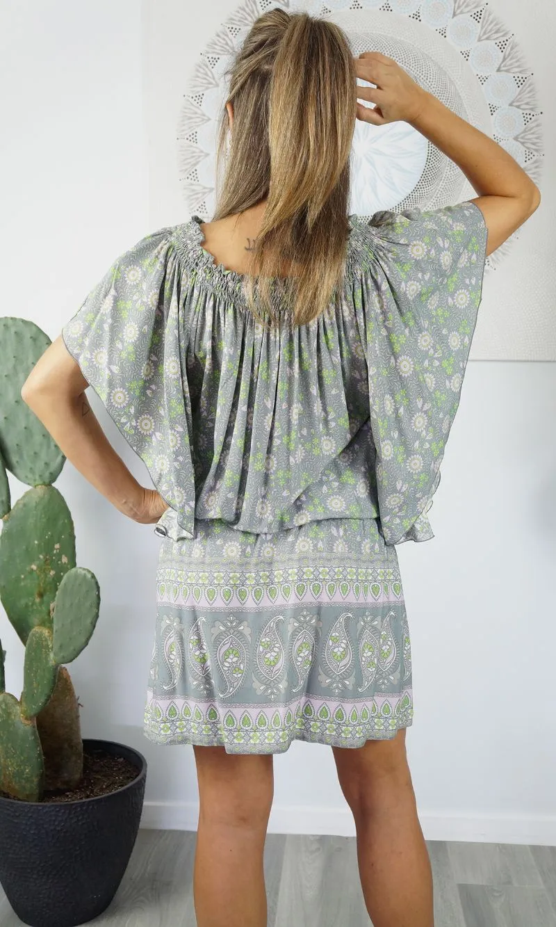 Rayon Dress Short Wing Daisy Flower, More Colours