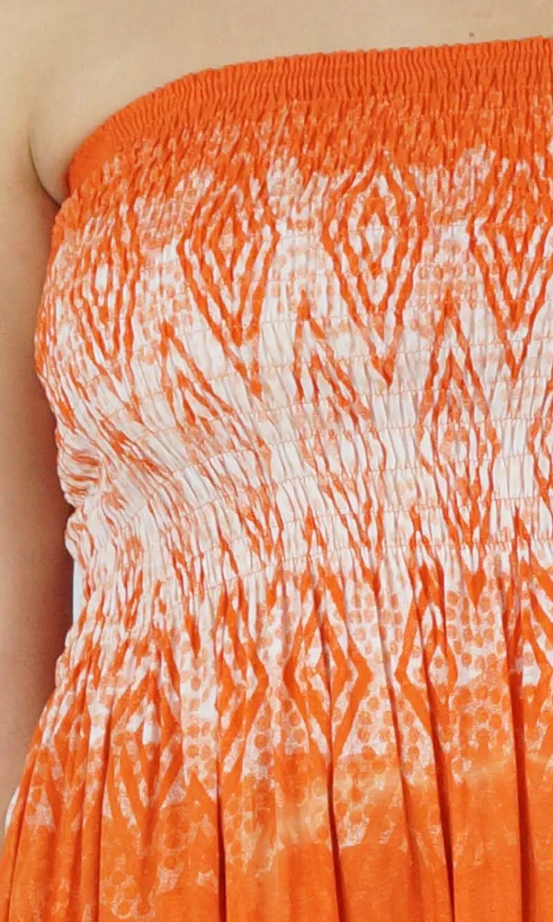 Rayon Dress Smock Jagged Orange