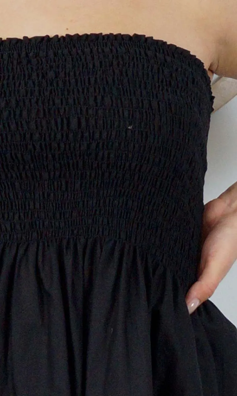 Rayon Dress Smock Plain Black