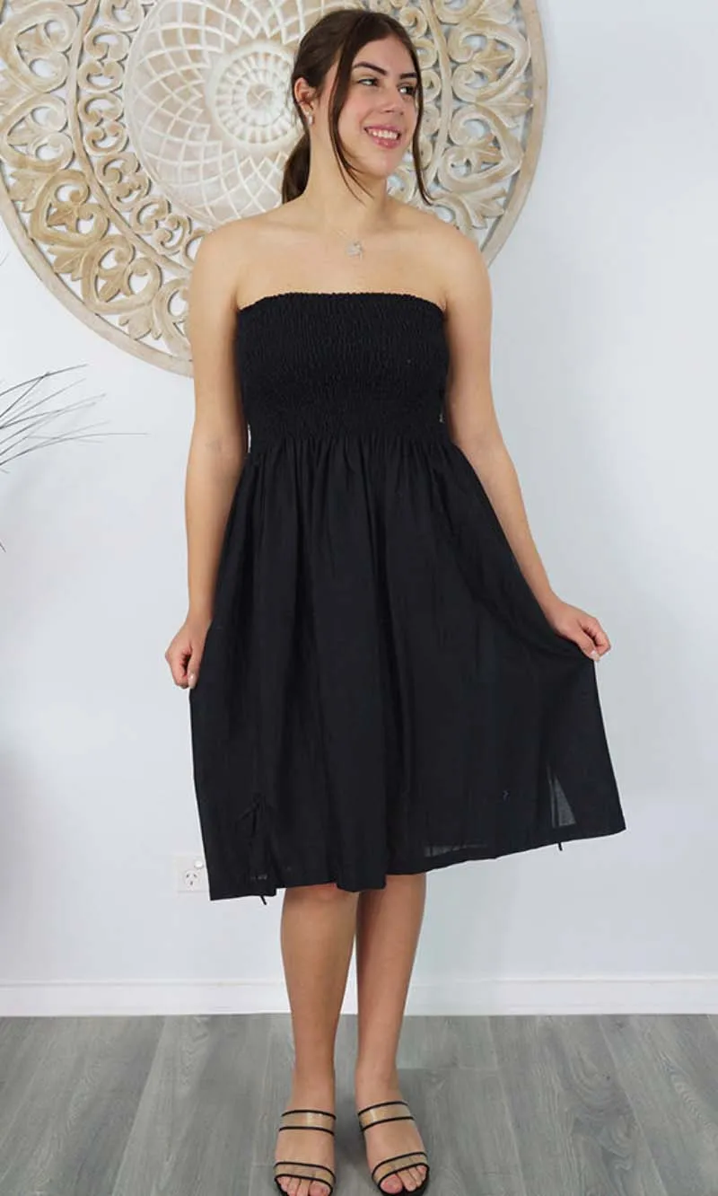 Rayon Dress Smock Plain Black