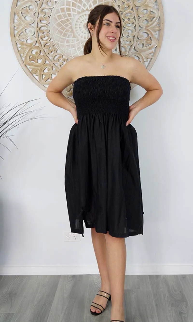 Rayon Dress Smock Plain Black