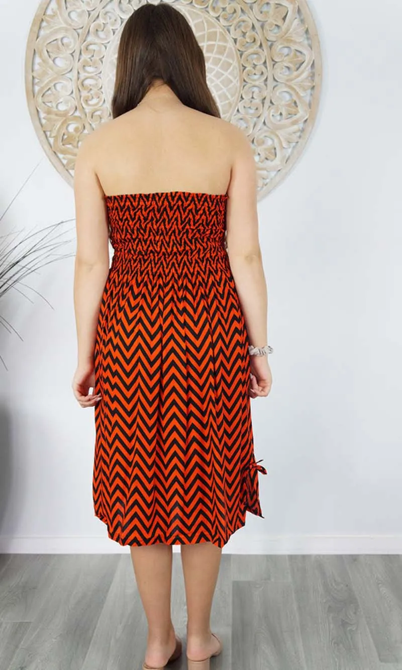 Rayon Dress Smock Zig Zag Orange