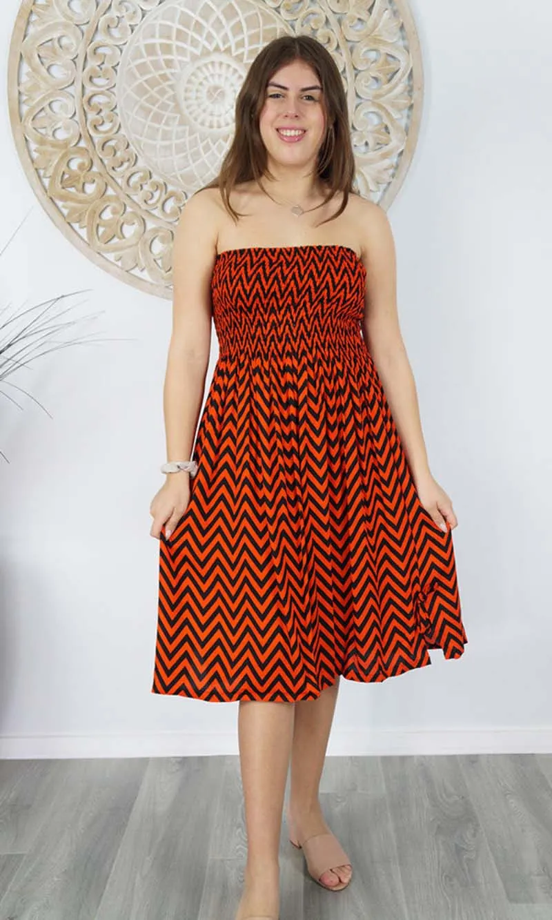 Rayon Dress Smock Zig Zag Orange