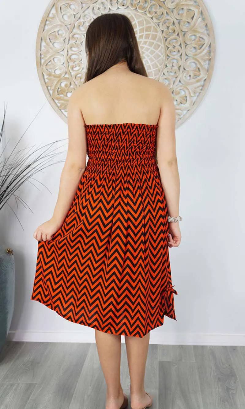 Rayon Dress Smock Zig Zag Orange