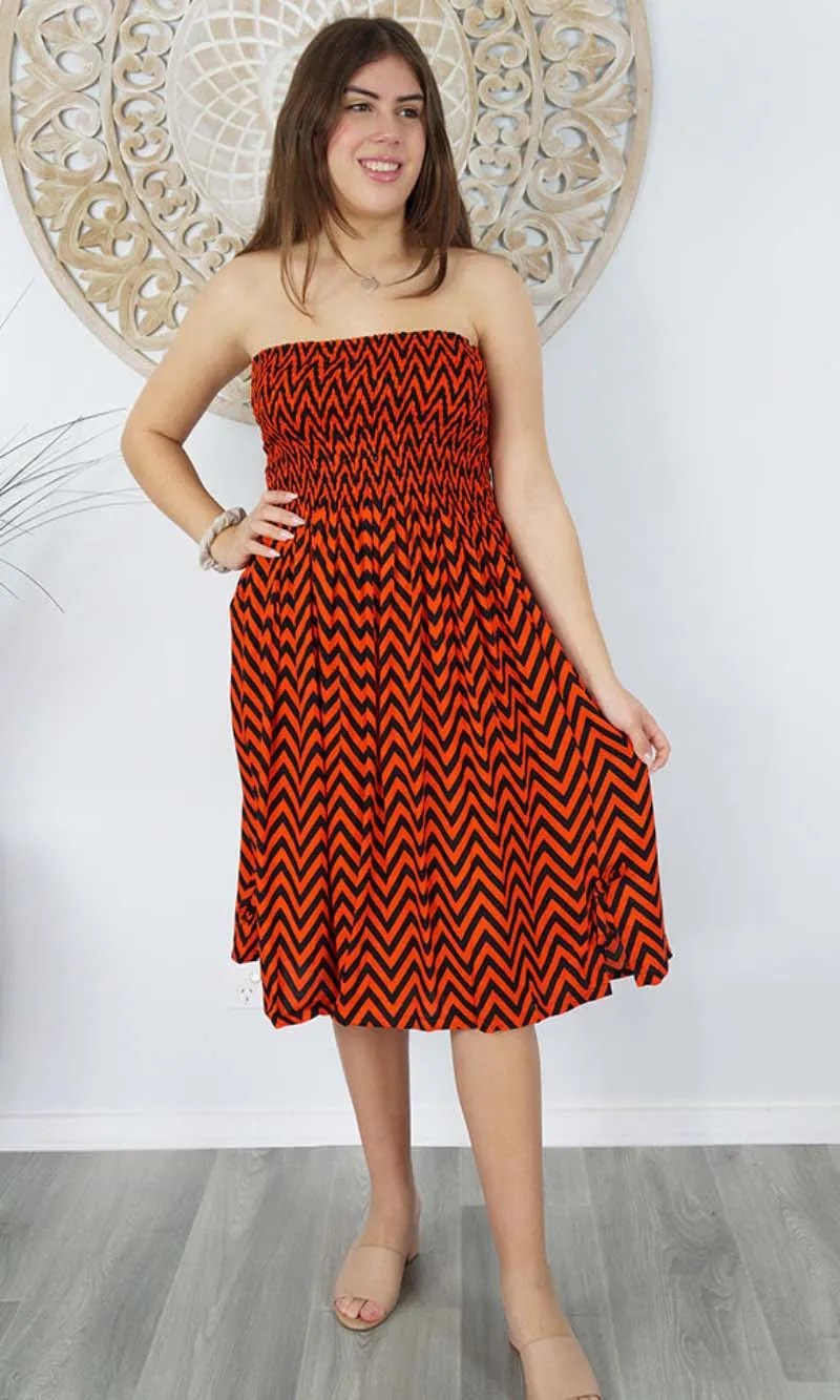 Rayon Dress Smock Zig Zag Orange