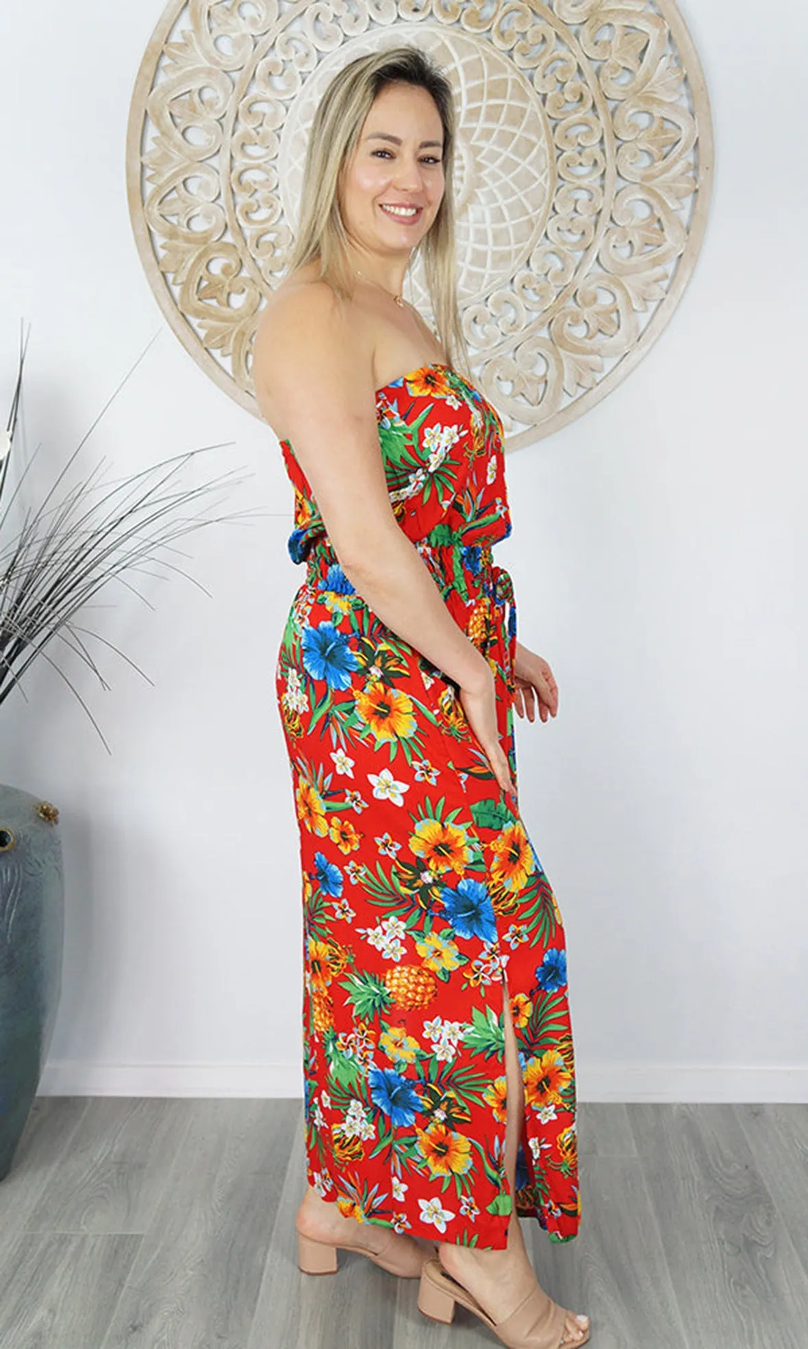 Rayon Dress Tube Christmas Red