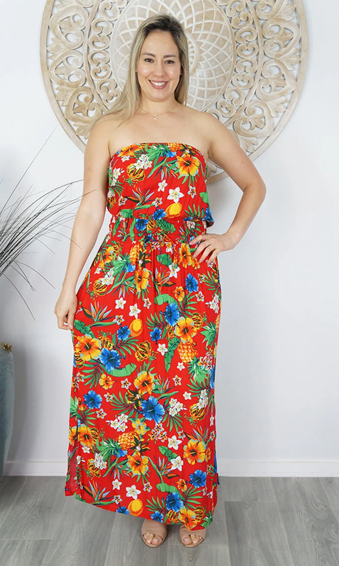 Rayon Dress Tube Christmas Red