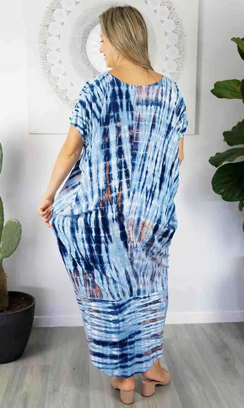 Rayon Kaftan Frilled Toga Tie Dye, More Colours