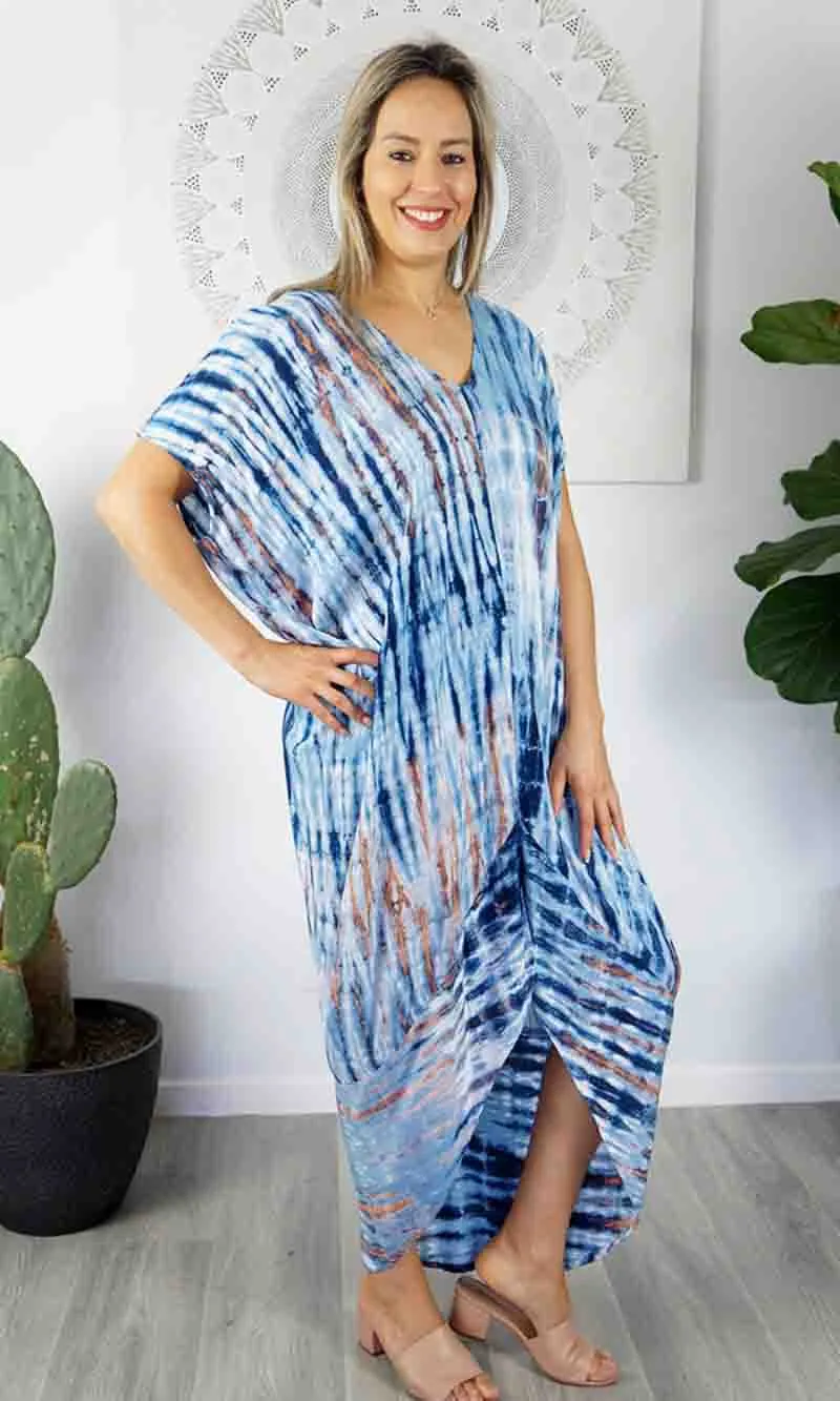 Rayon Kaftan Frilled Toga Tie Dye, More Colours